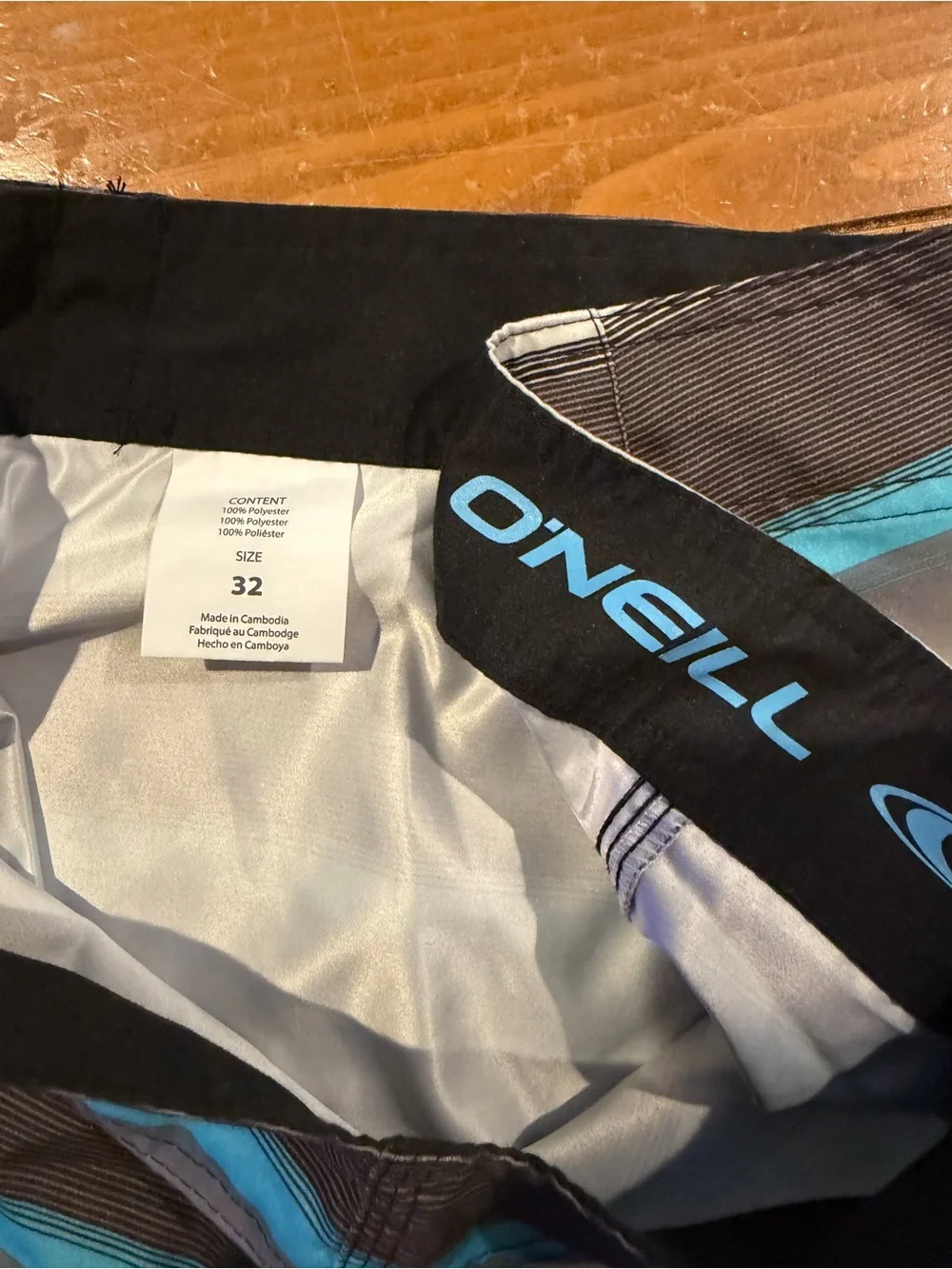 O'Neill Black, Gray & Blue Striped Men’s Board Shorts